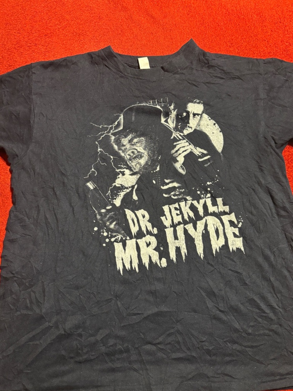 Dr. Jekyll Mr. Hyde Men’s Graphic Tee - Black with Vintage Brisco Brand Tag . L